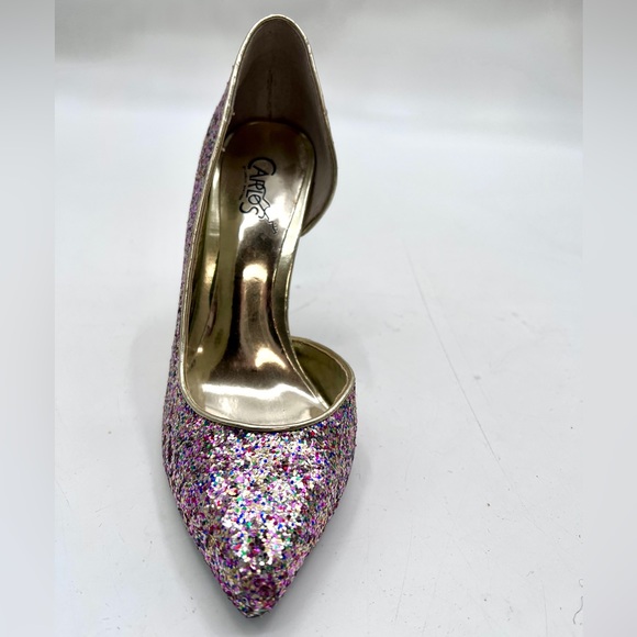 Carlos Santana Allover Glitter Stiletto Pointy Toe Heels - Picture 8 of 13